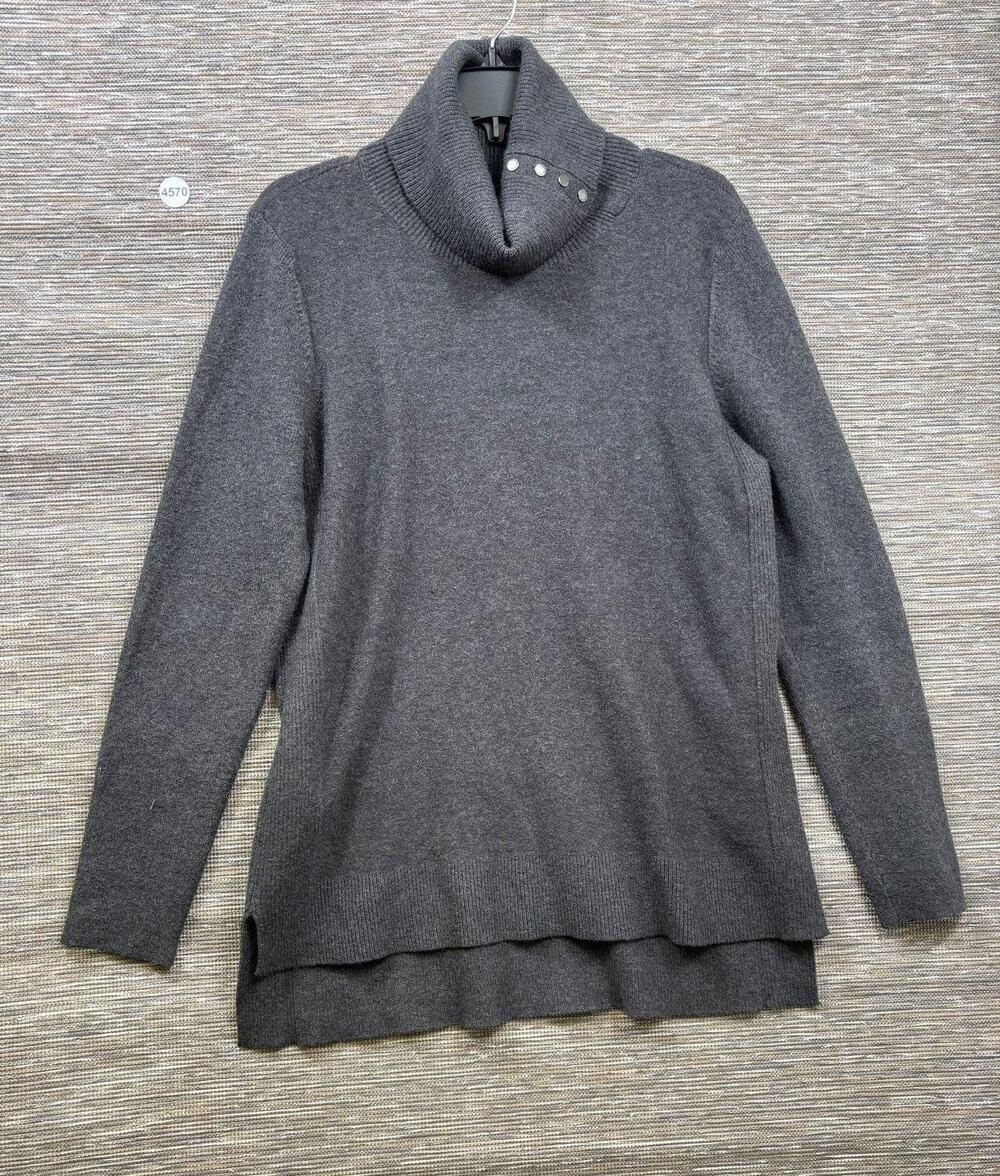 Calvin Klein Jeans Sweater Mens XL Gray Turtleneck Button Collar Knit Pullover
